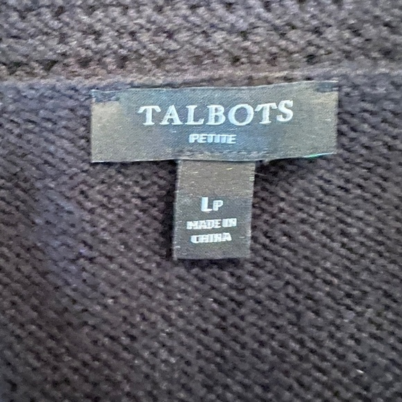 Talbots Women's Petite Black Crochet Split Neck Sweater, Size Large - Picture 9 of 9